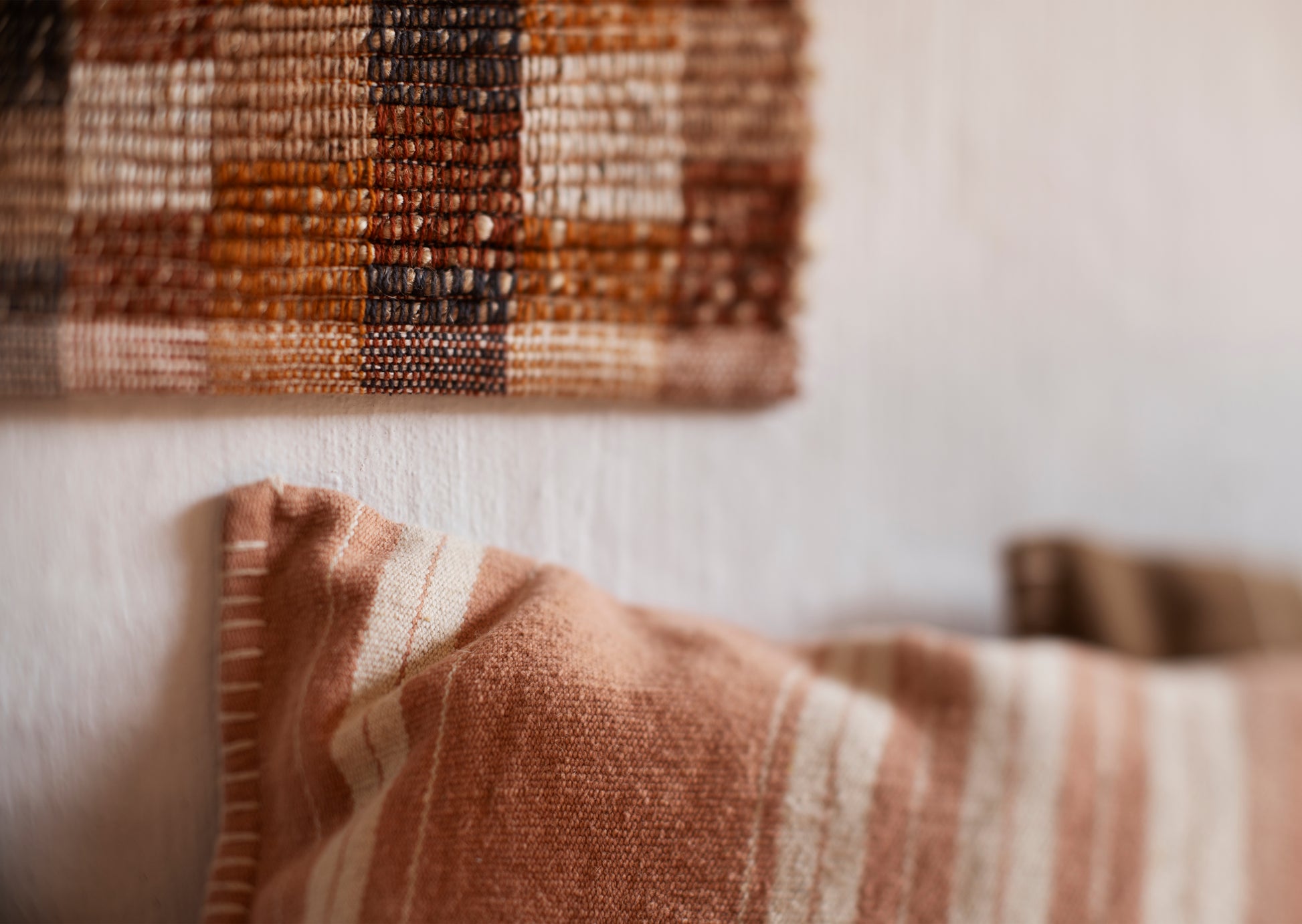 Striped cushion cover in dusty rose and off white | Minerva Interiors