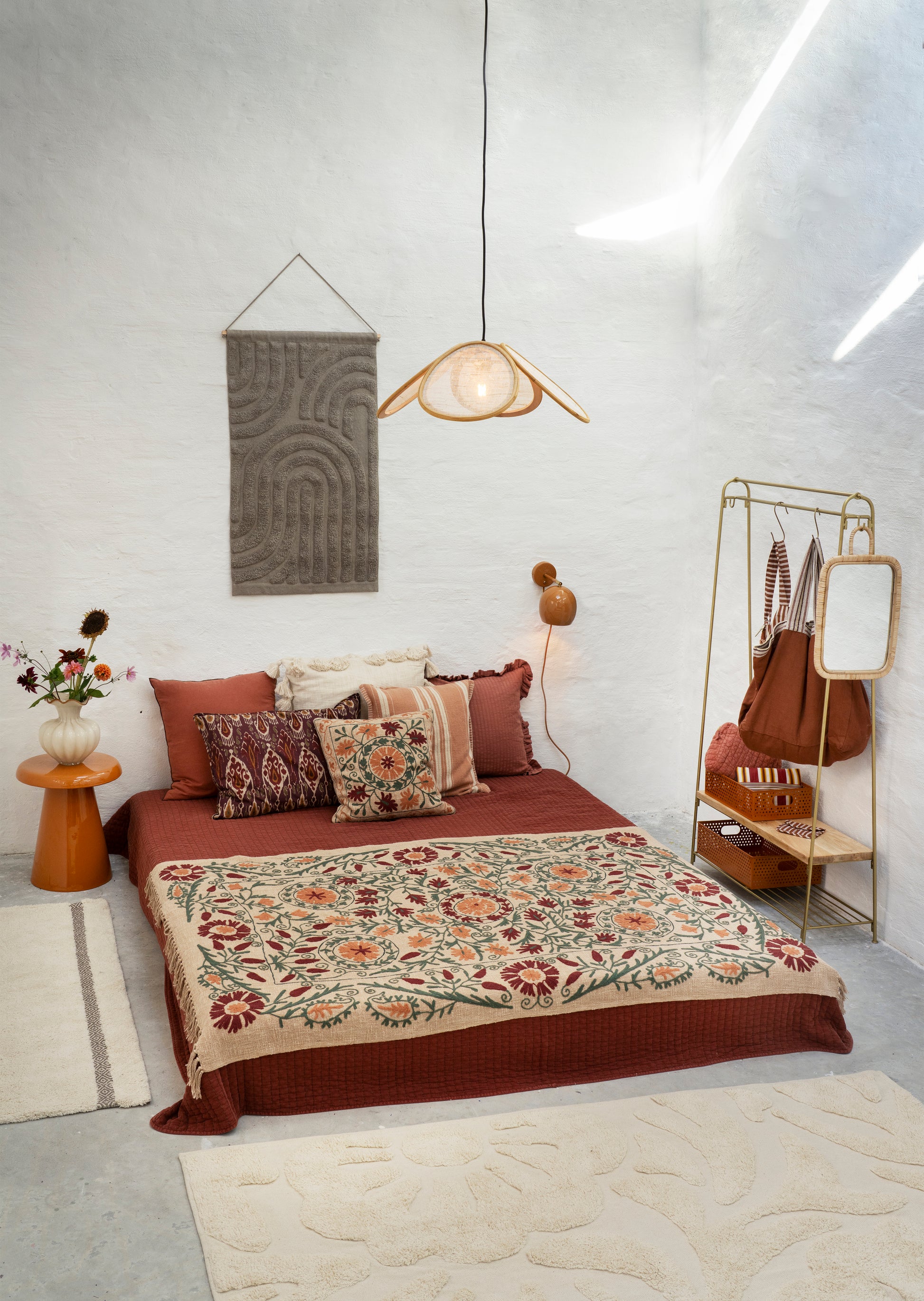 Striped cushion cover in dusty rose and off white | Minerva Interiors