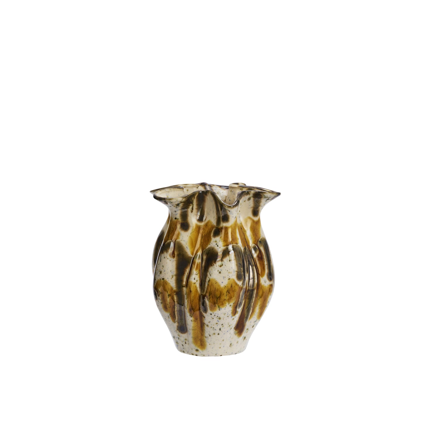 Stoneware vase in off white, mustard and brown | Minerva Interiors