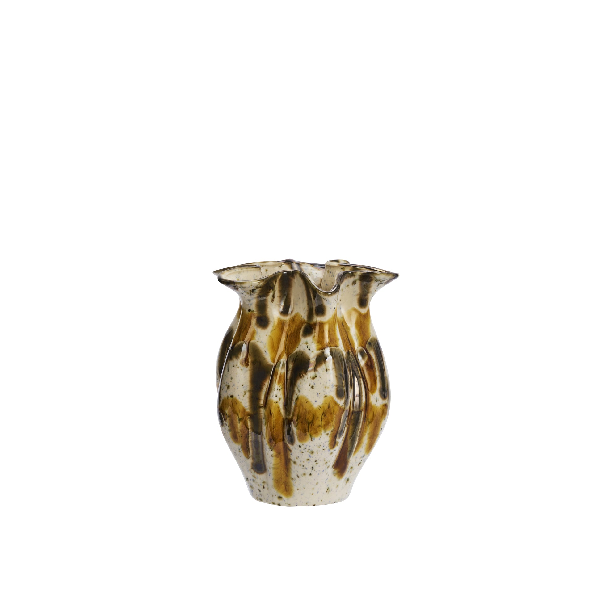 Stoneware vase in off white, mustard and brown | Minerva Interiors
