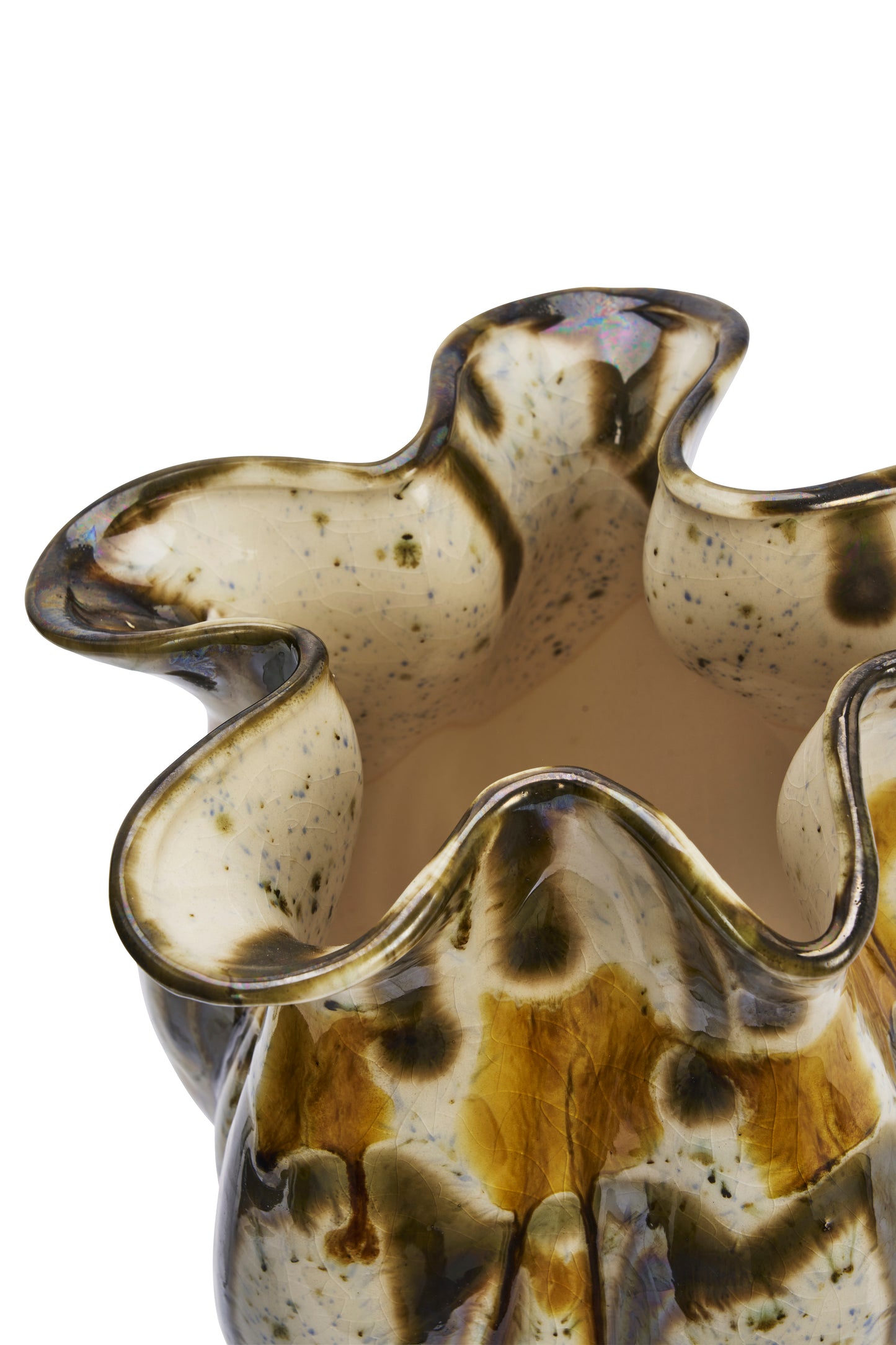 Stoneware vase in off white, mustard and brown | Minerva Interiors